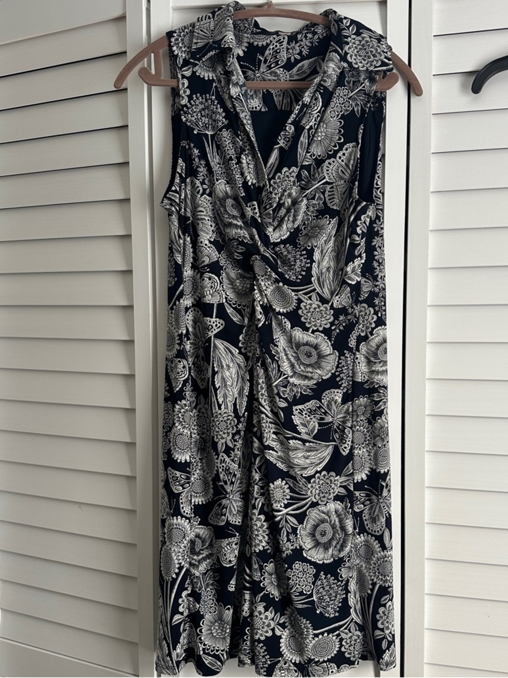 Tommy Hilfiger Navy and White Floral Sleeveless Midi Dress